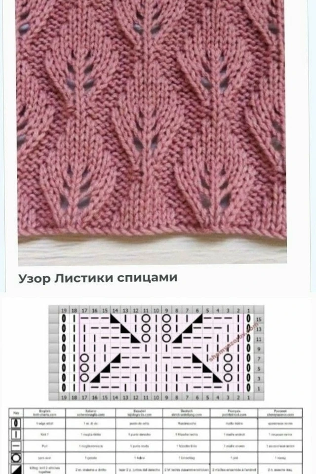 Схема узора "Листики"🌺