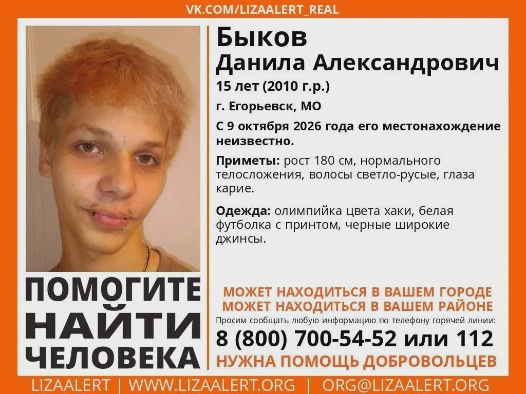 Ищут 15-летнего Данилу Быкова
