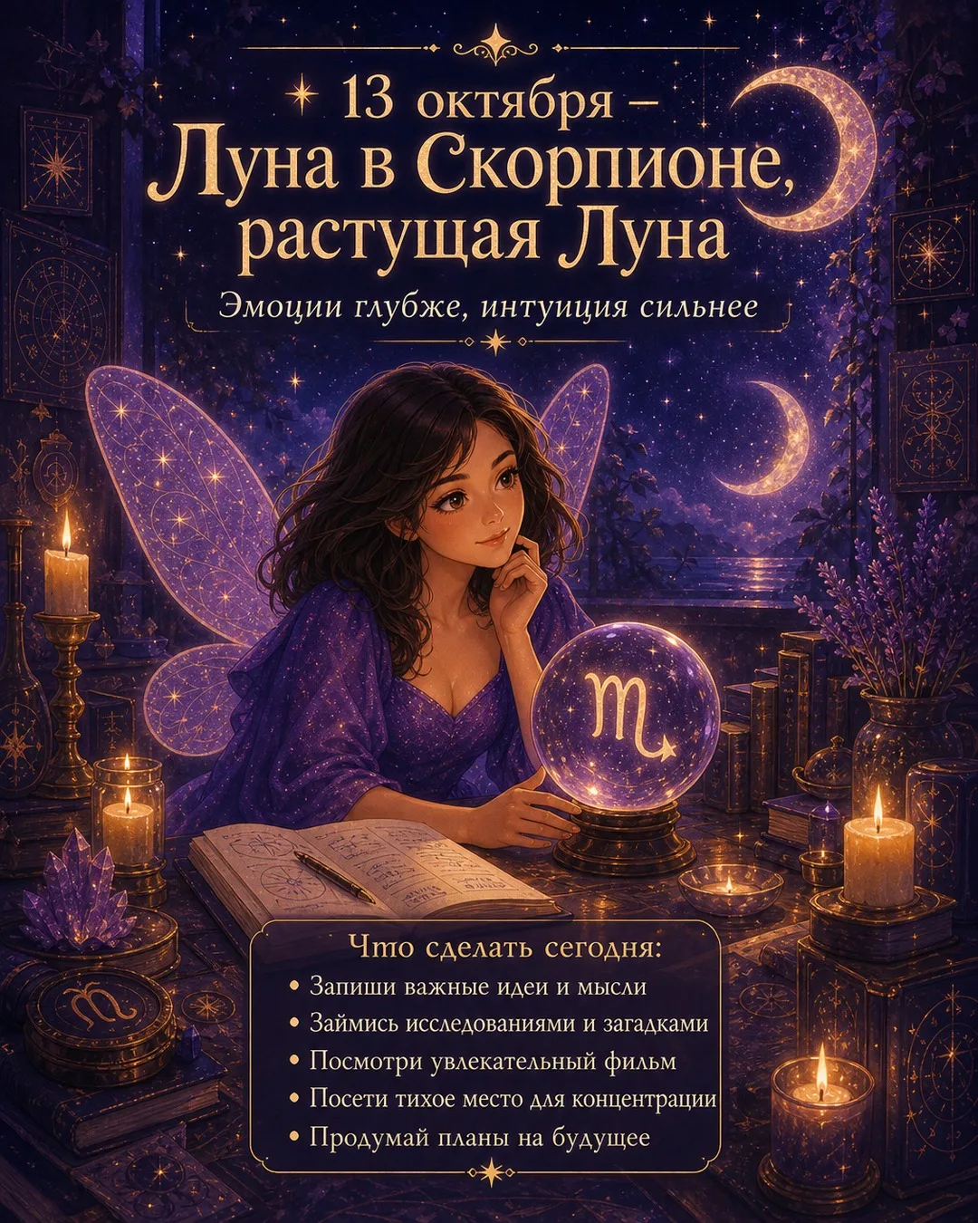 13 октября — Луна в Скорпионе, растущая Луна