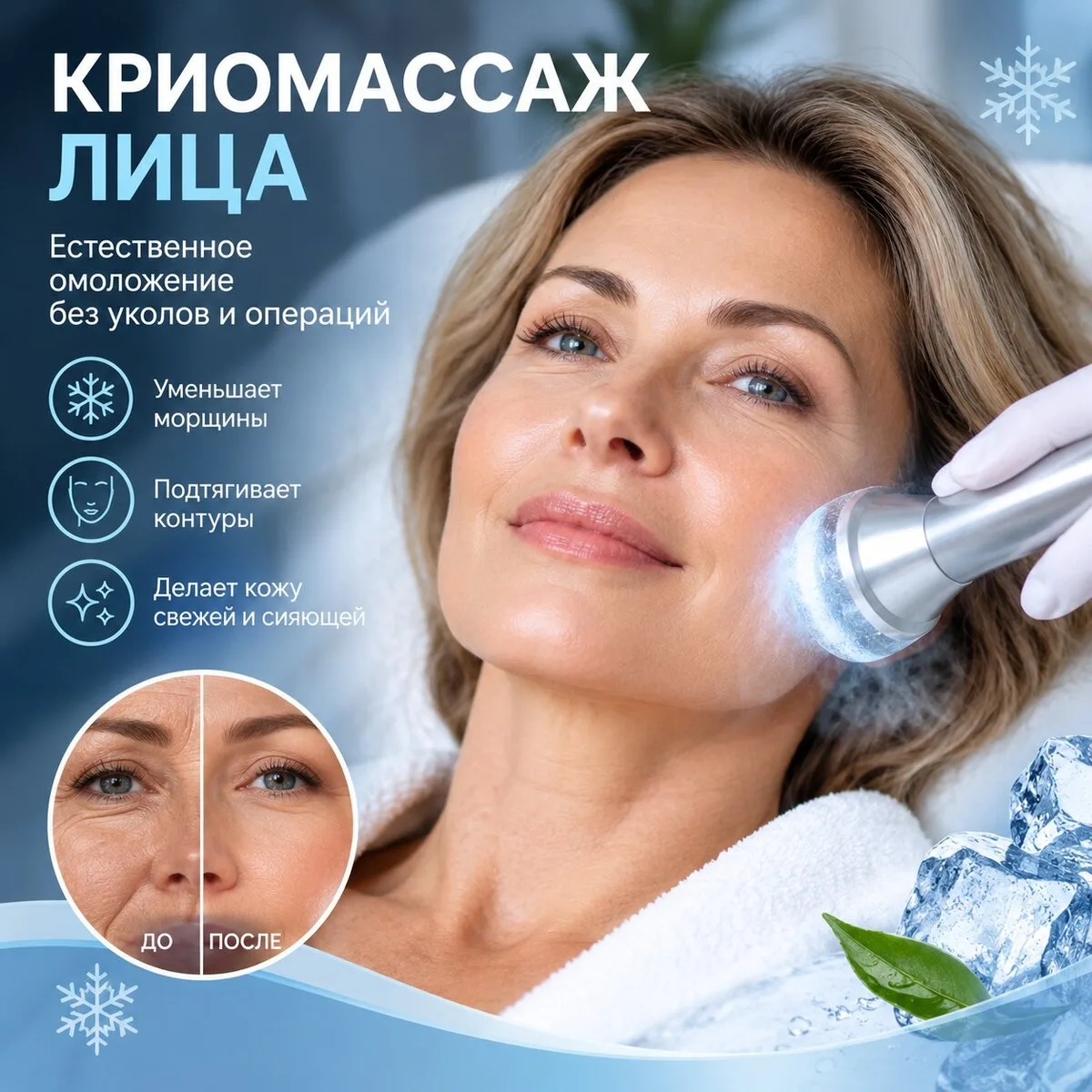Криомассаж бесплатно в МСК! Естественное омоложение лица