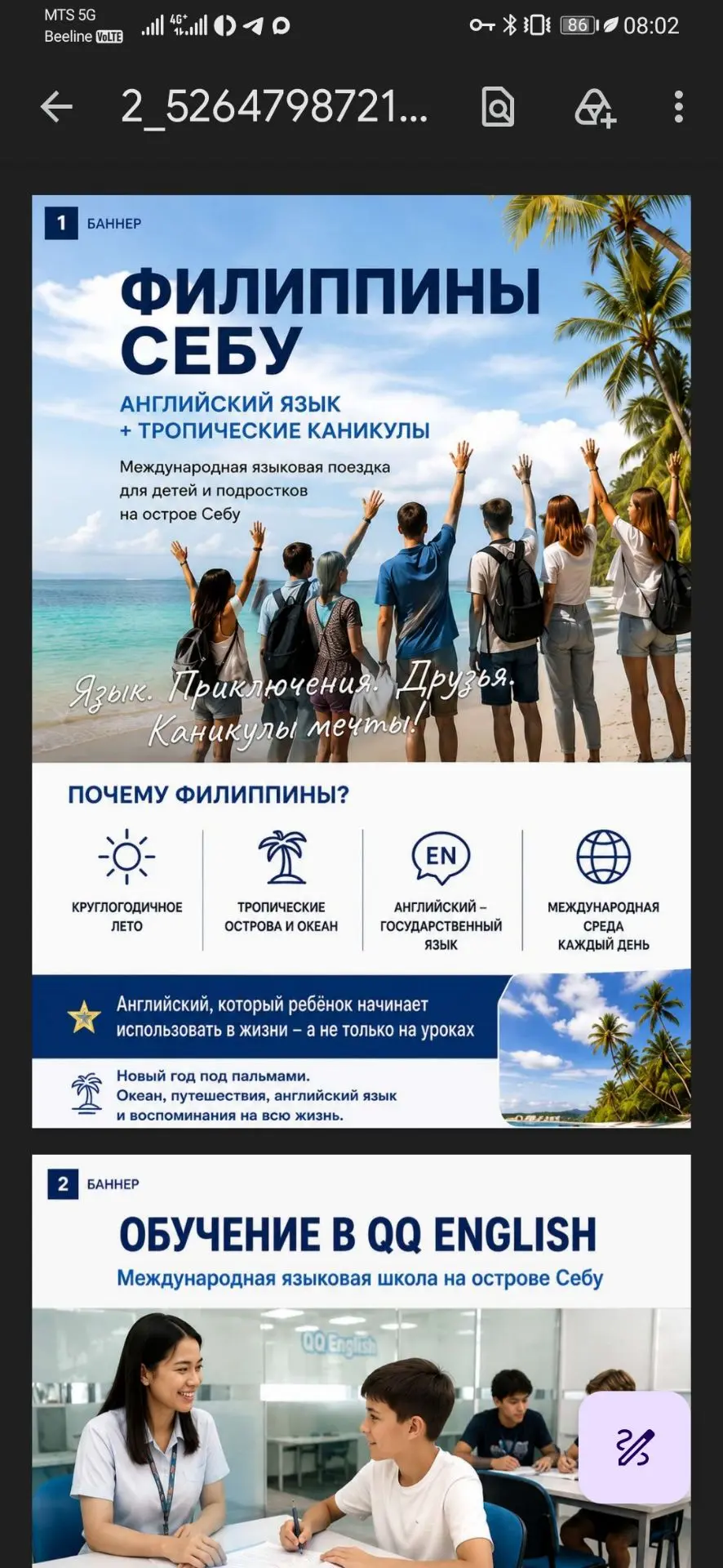 🌴 Языковые каникулы на Филиппинах — зима 2026–2027