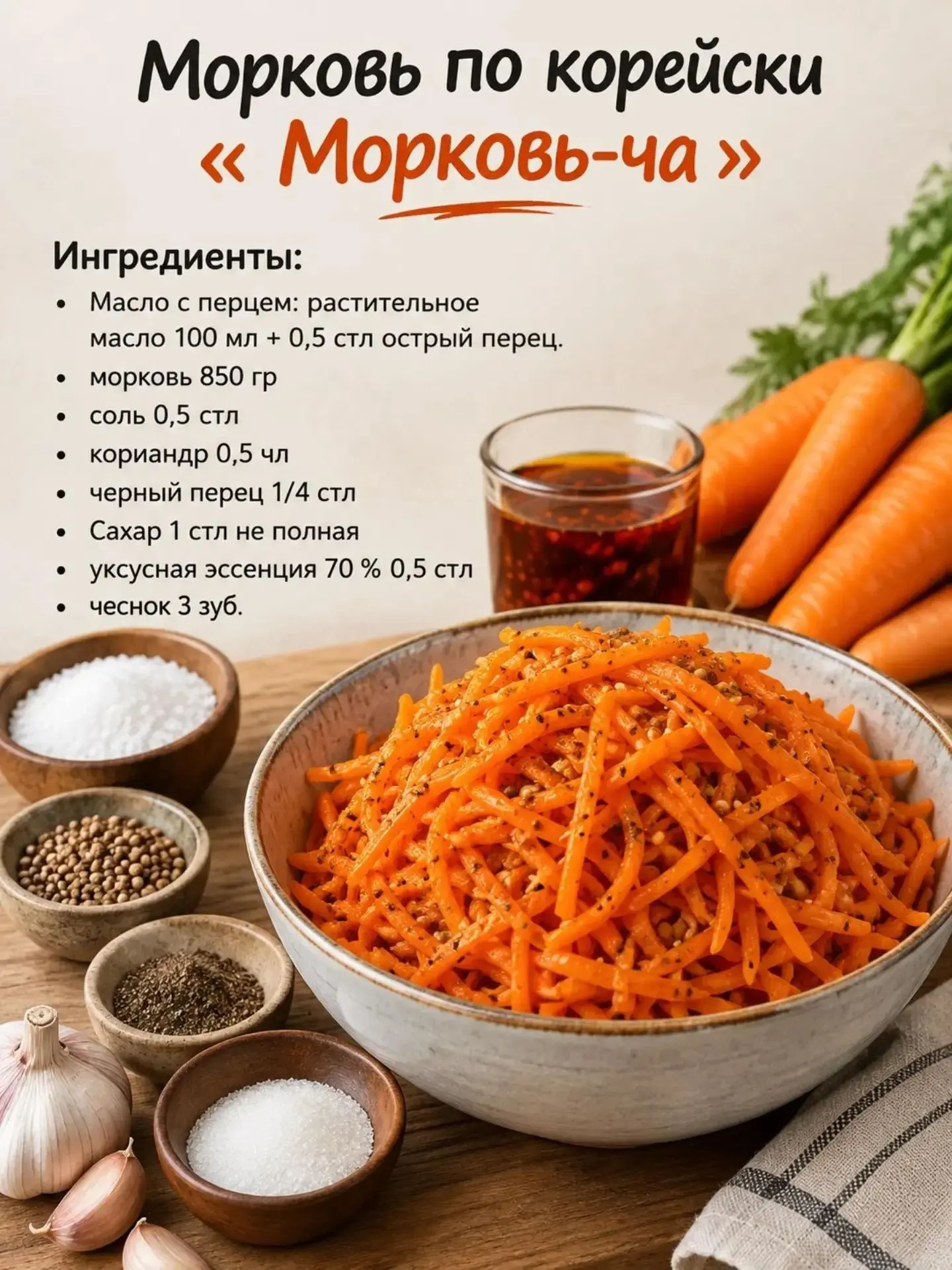 Морковь по-корейски «Морковча» — домашний рецепт, который получается всегда! 🥕