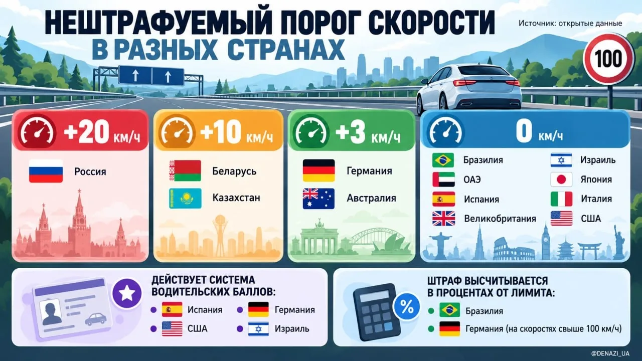 🚘 Порог "легального" превышения скорости в России предложили снизить с 20 до 5 км/ч