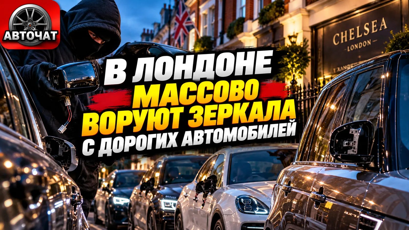 В Лондоне за одну ночь сняли зеркала сразу с 15 дорогих автомобилей