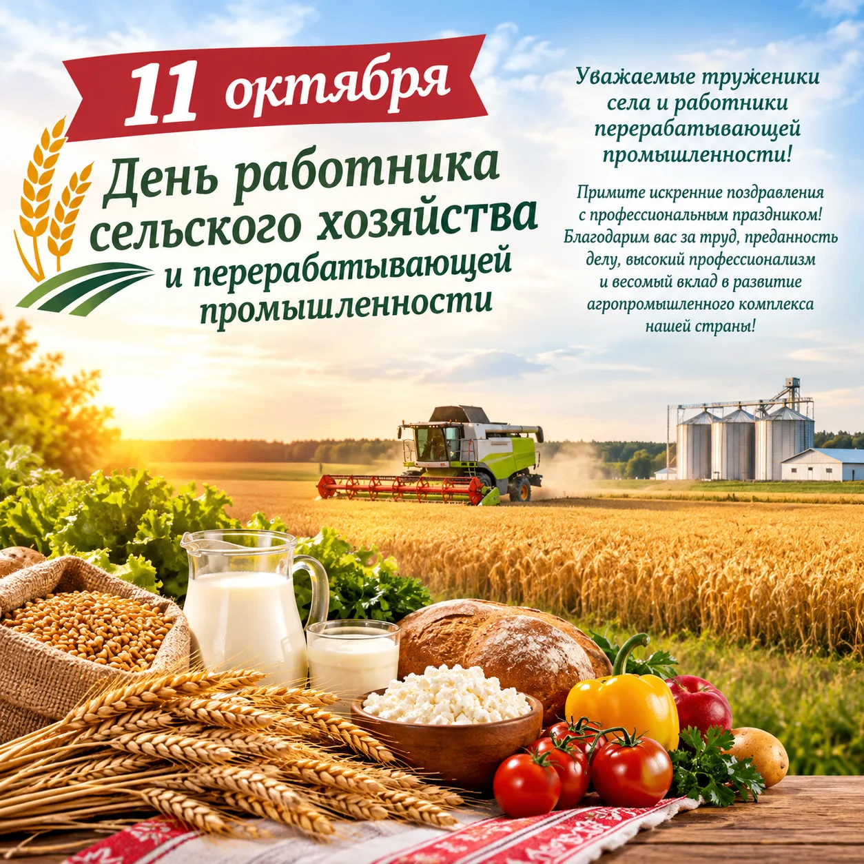 11 октября – День работника сельского хозяйства и перерабатывающей промышленности.
