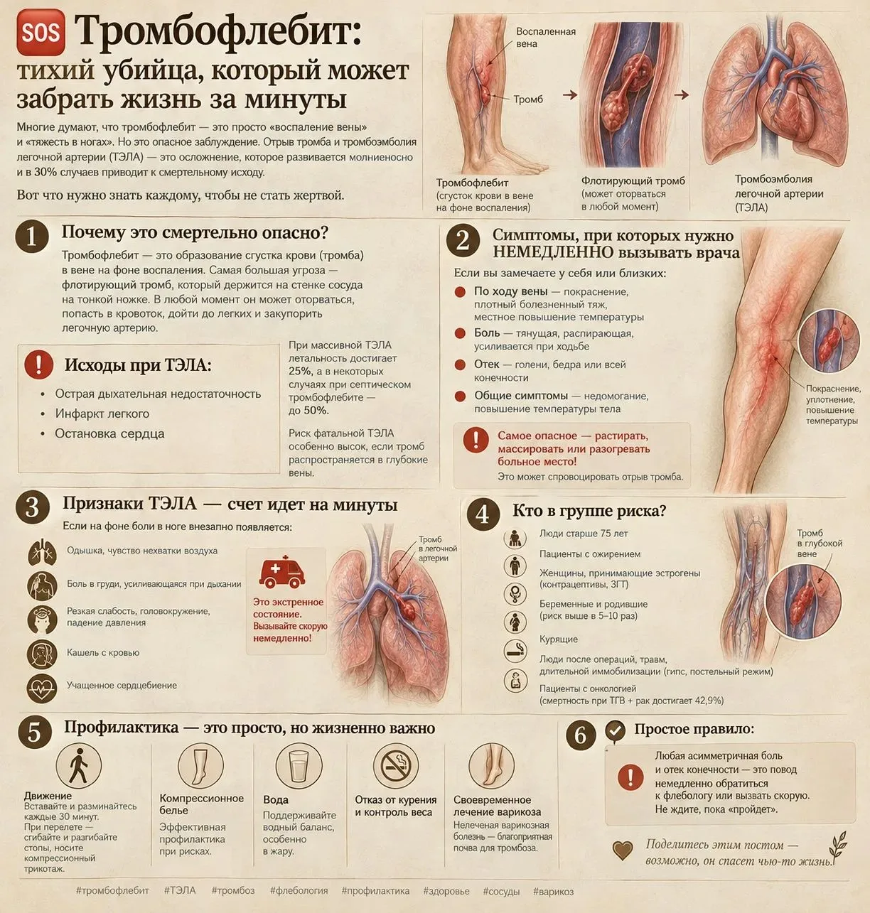 🆘 Тромбофлебит: тихий убийца, который может забрать жизнь за минуты