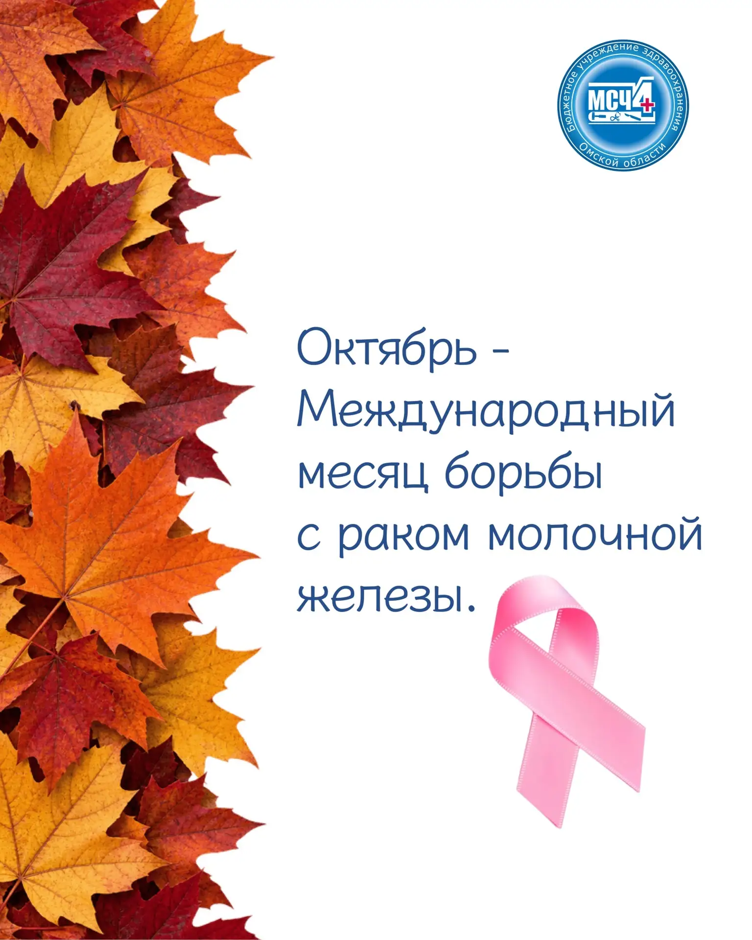 Октябрь - Международный месяц борьбы с раком молочной железы.