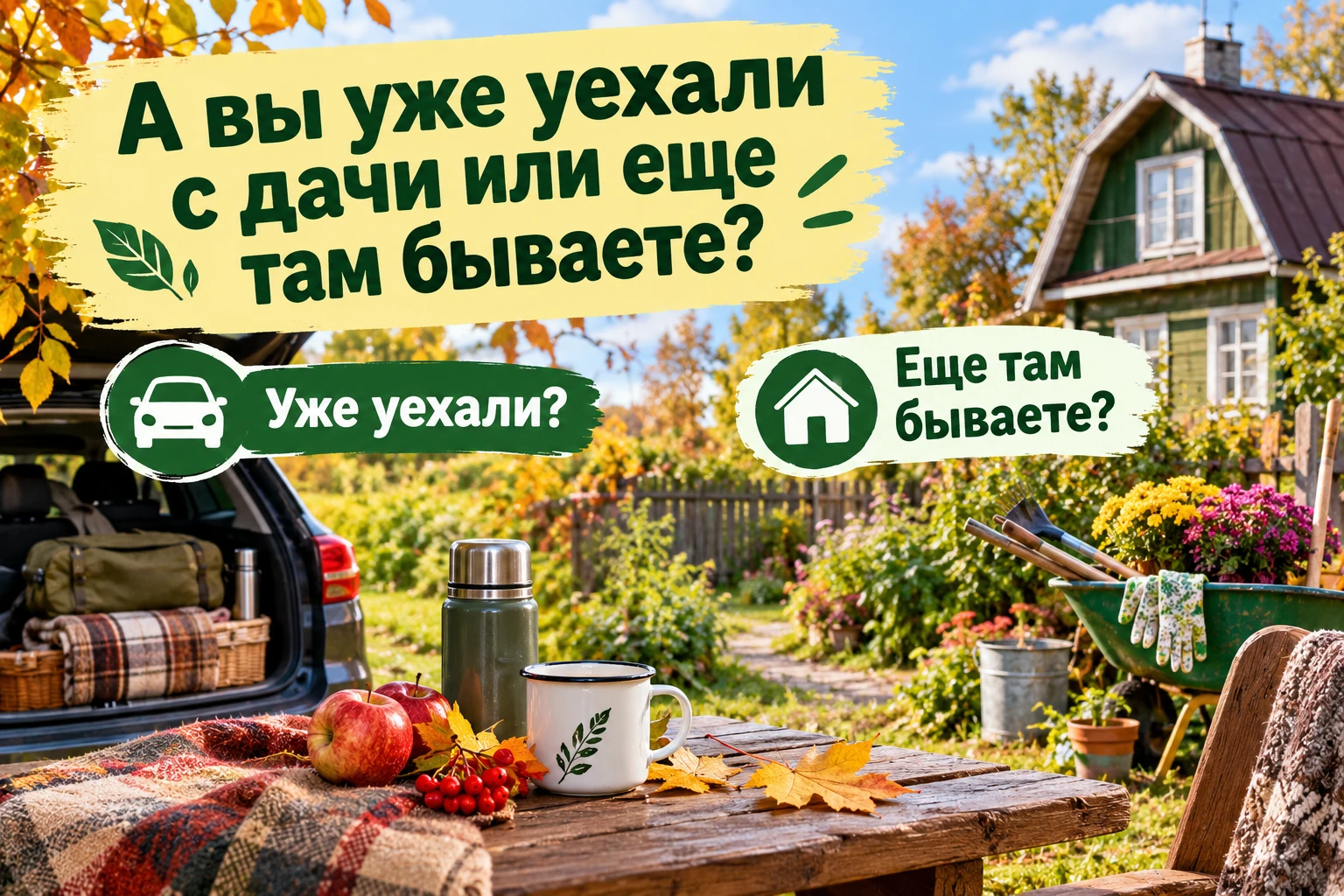 А вы уже уехали с дачи или еще там бываете? 🏠