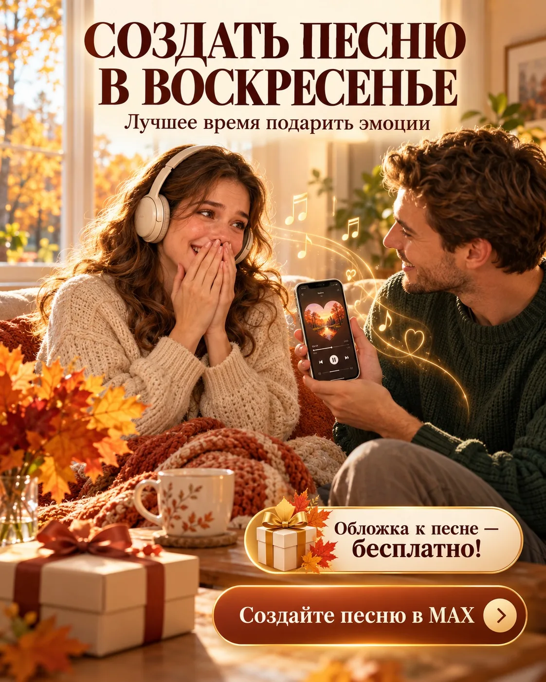 🎵 Создать песню в воскресенье — лучший способ подарить близким особенные эмоции! 🍂❤️