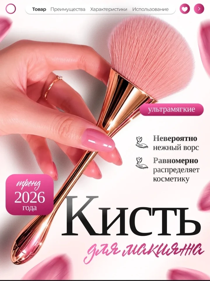 💞 Профессиональная пушистая Кисть для пудры и макияжа лица