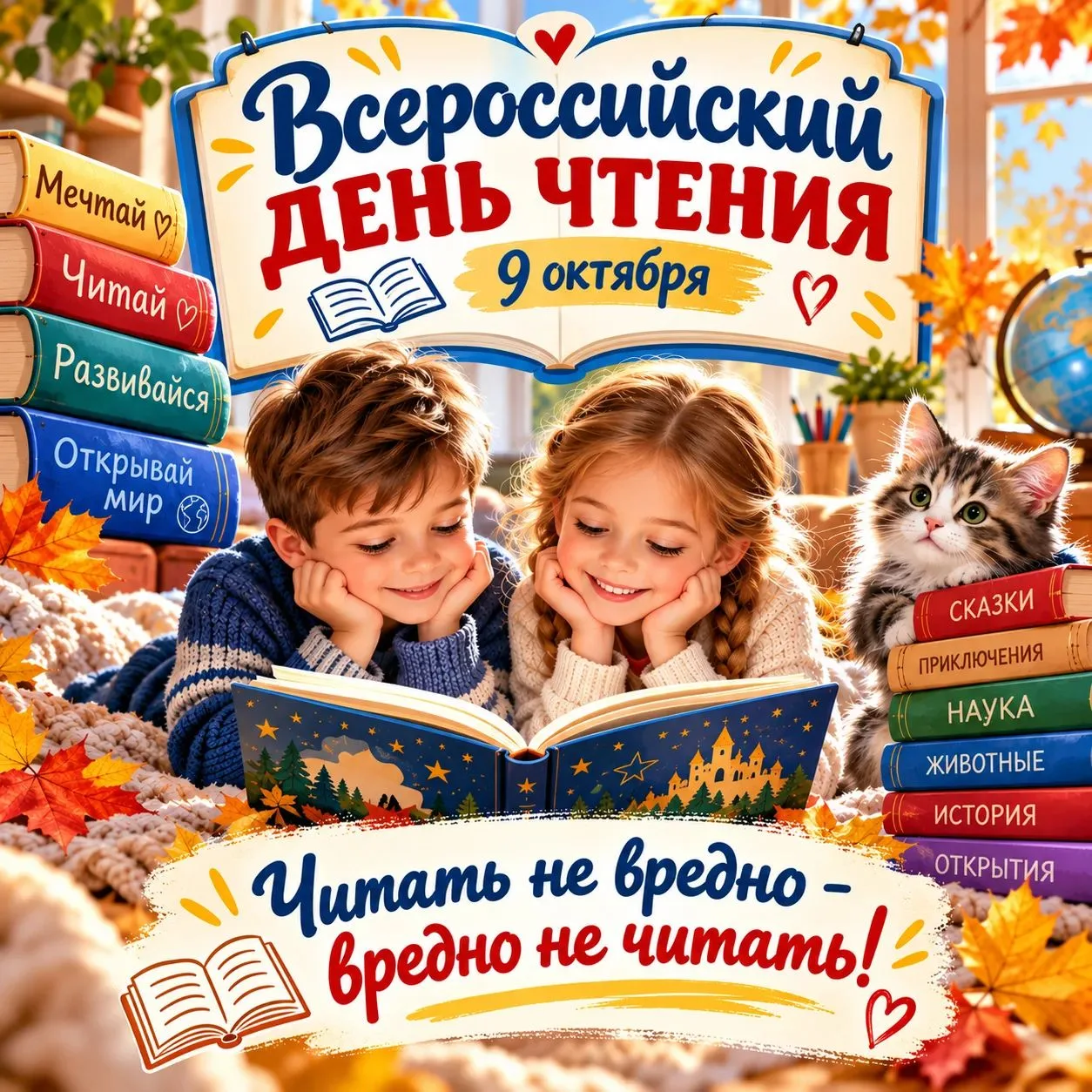 9 октября — Всероссийский ДЕНЬ ЧТЕНИЯ! 📖🍂