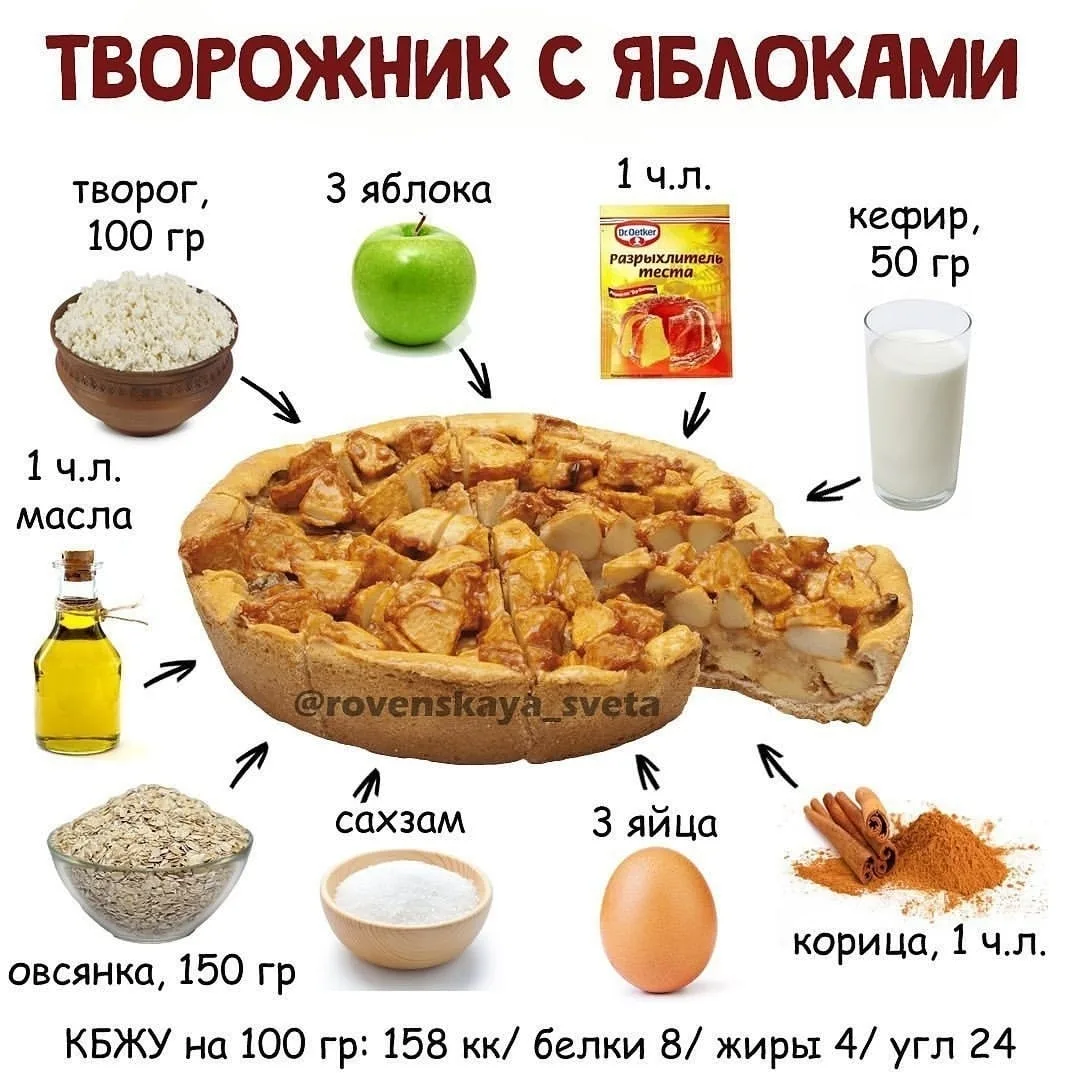 Творожник с яблоками😍⁣