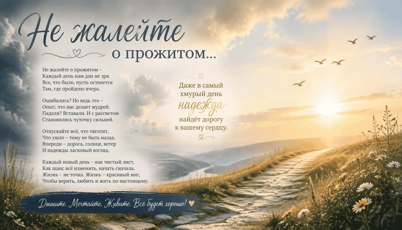«Не жалейте о прожитом…» Светлое стихотворение, которое дарит надежду
