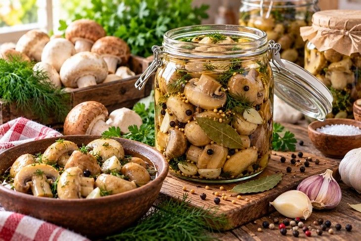 Маринованные грибы: советский рецепт из бабушкиной тетрадки для хранения в холодильнике...