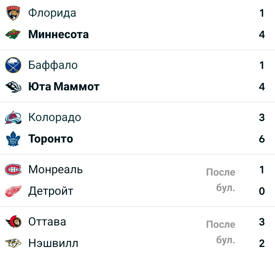 НХЛ 2026-2027 регулярный сезон  матчи от 11.10.26