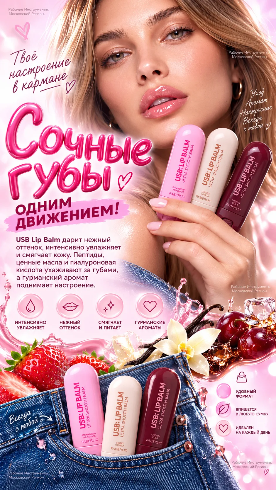 Сочные губы одним движением! USB Lip Balm дарит нежный оттенок, интенсивно увлажняет и ...
