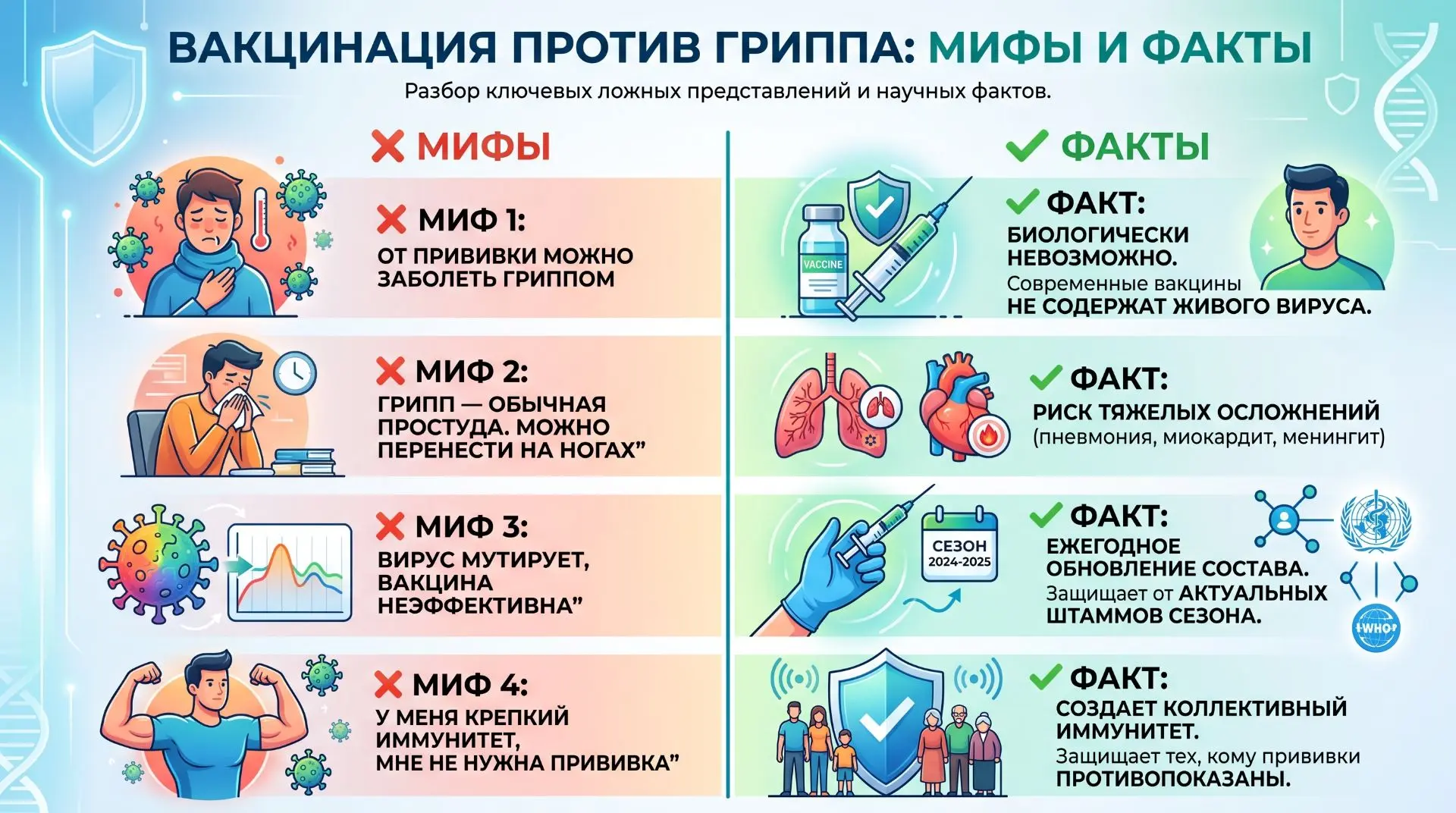 Вакцинация против гриппа: мифы и факты