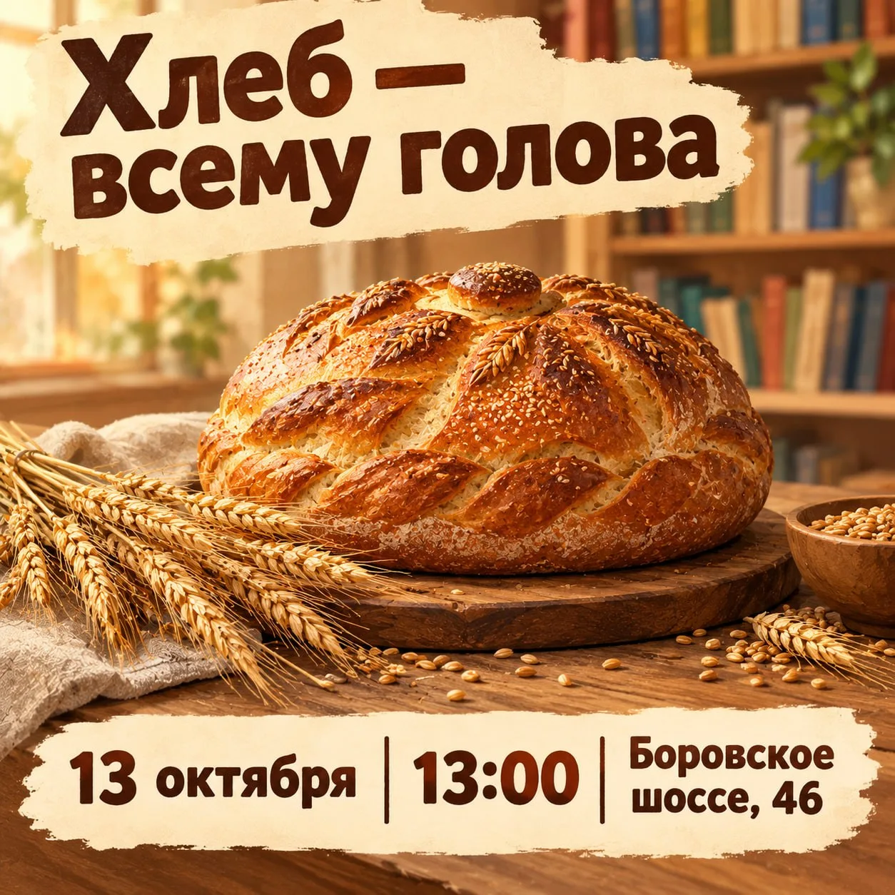 13 октября в библиотеке № 223 пройдёт встреча «Хлеб — всему голова», приуроченная ко Вс...