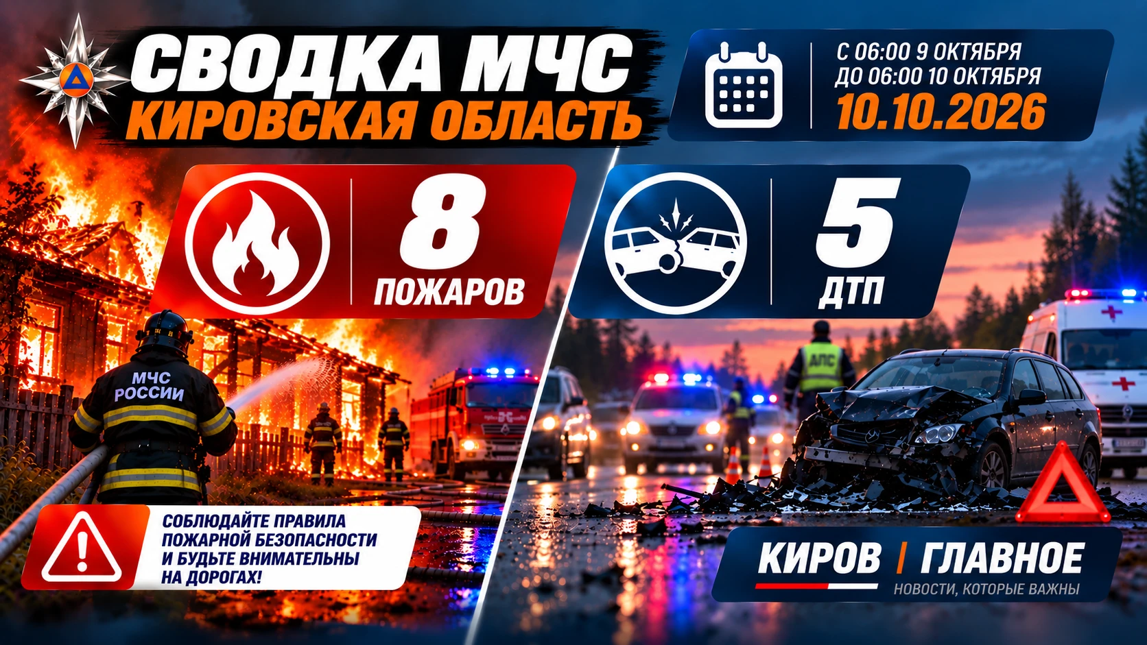🚨 За прошедшие сутки подразделения МЧС России в Кировской области ликвидировали послед...
