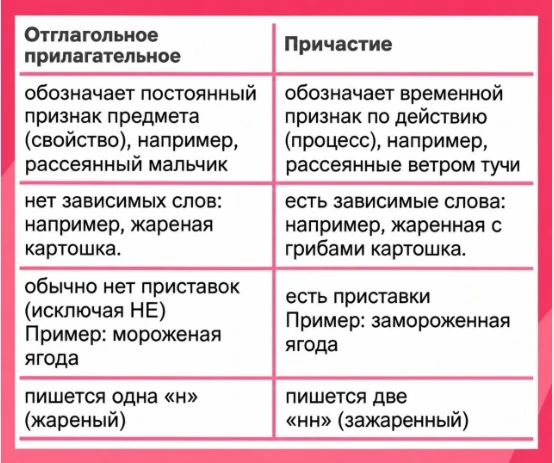Минутка русского языка. Как отличить отглагольное прилагательное от причастия?