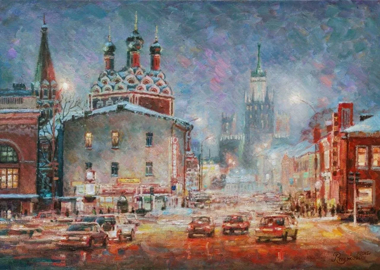 🌆 «Огни в вечерней дымке» — так назвал свою работу художник Разживин.