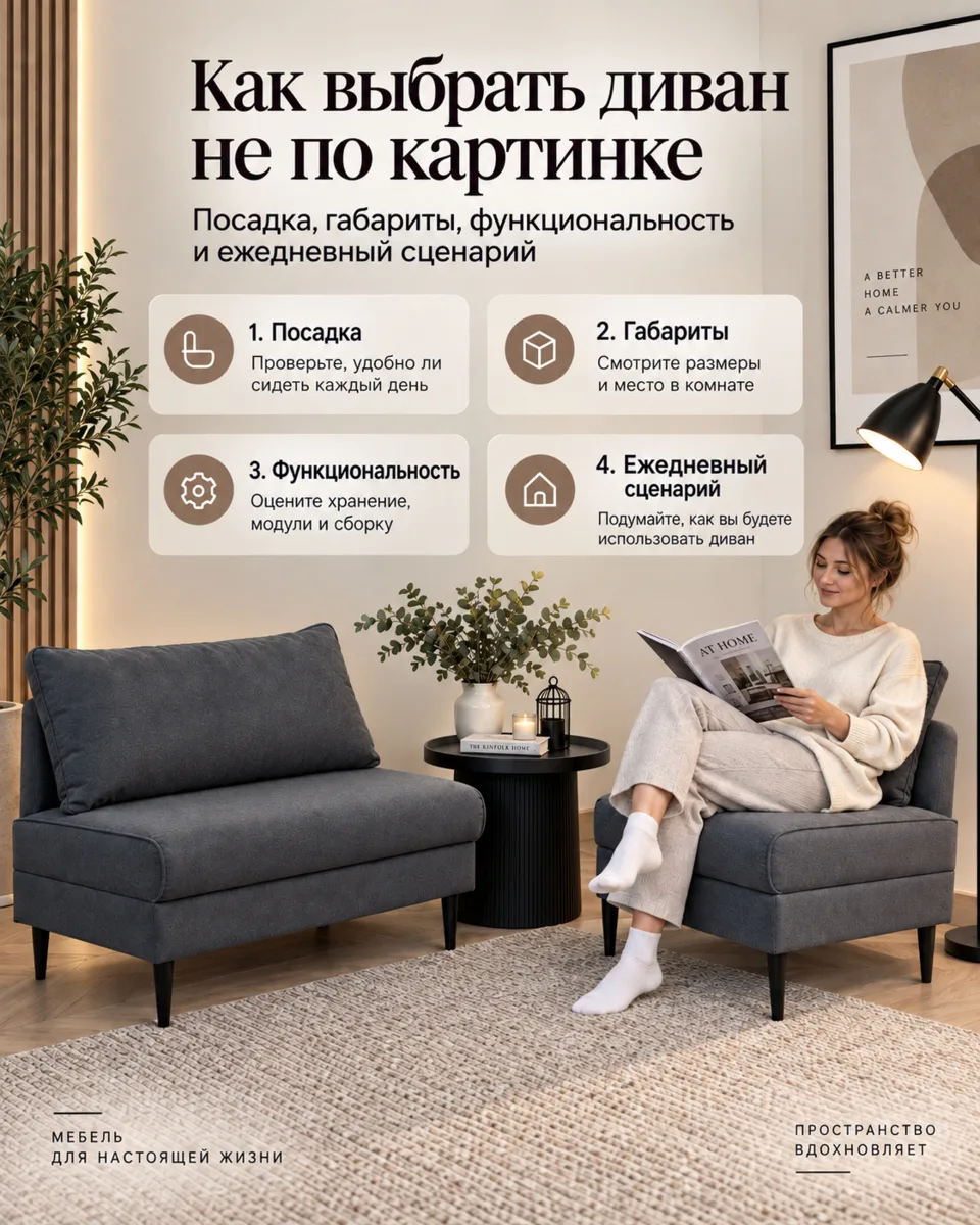 Выбирайте диван не только глазами 🤍
