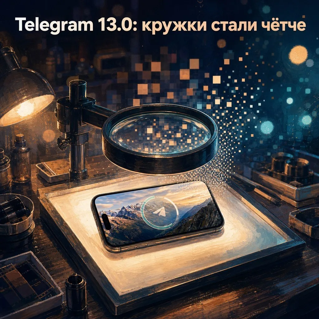 Обновил Telegram до 13.0 на айфоне и кружки стали заметно чётче: 480×480 вместо старых ...