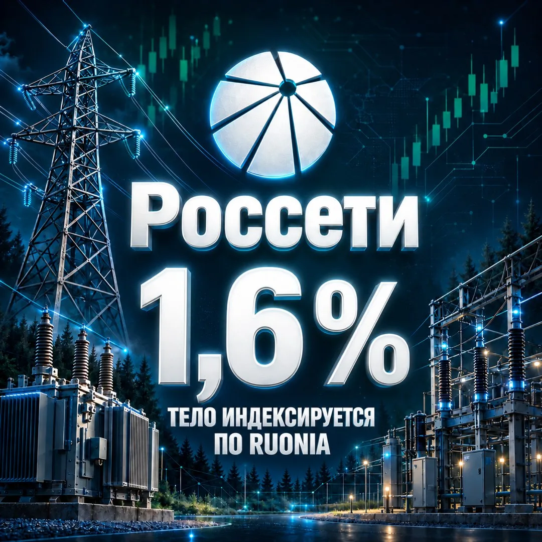 ⚡ Россети 001Р-24R: номинал индексируется по RUONIA, сверху купон с ориентиром до 1,6% ...