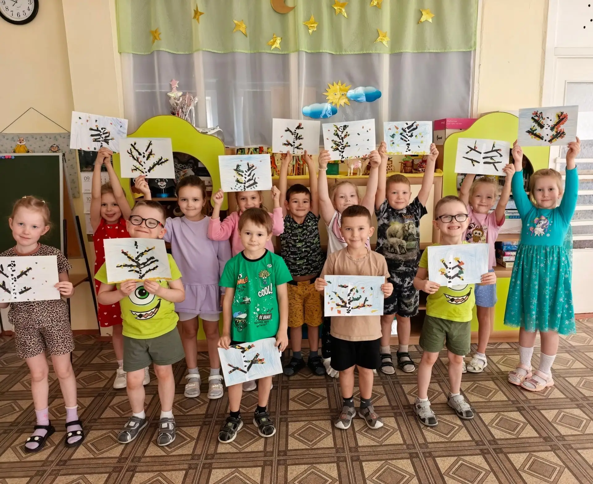 🌿 Обрывная аппликация «Белая берёза» в подготовительной группе