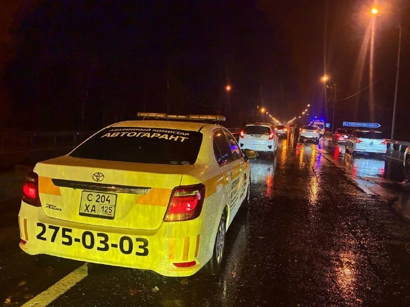 На трассе под Артемом водитель Toyota Rav4 встал в крайнем левом ряду из-за поломки, по...