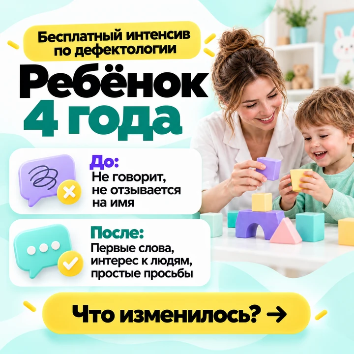 🗣️ Ребёнок 4 года, не говорит, не отзывается на имя, не играет с другими. Как помочь?