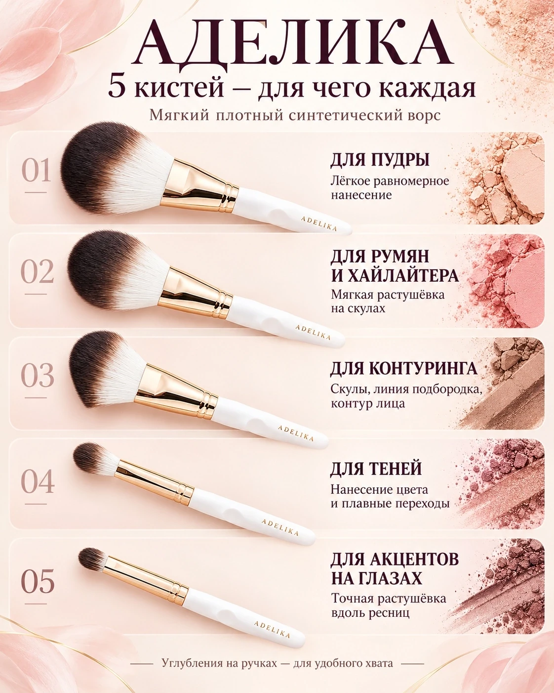 Красотки мои, давайте покажу, что умеют кисти Аделика 💕 А то красоту набора вы уже вид...