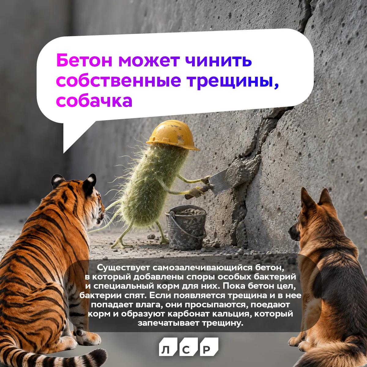 Бетон может сам себя чинить, собачка ©️