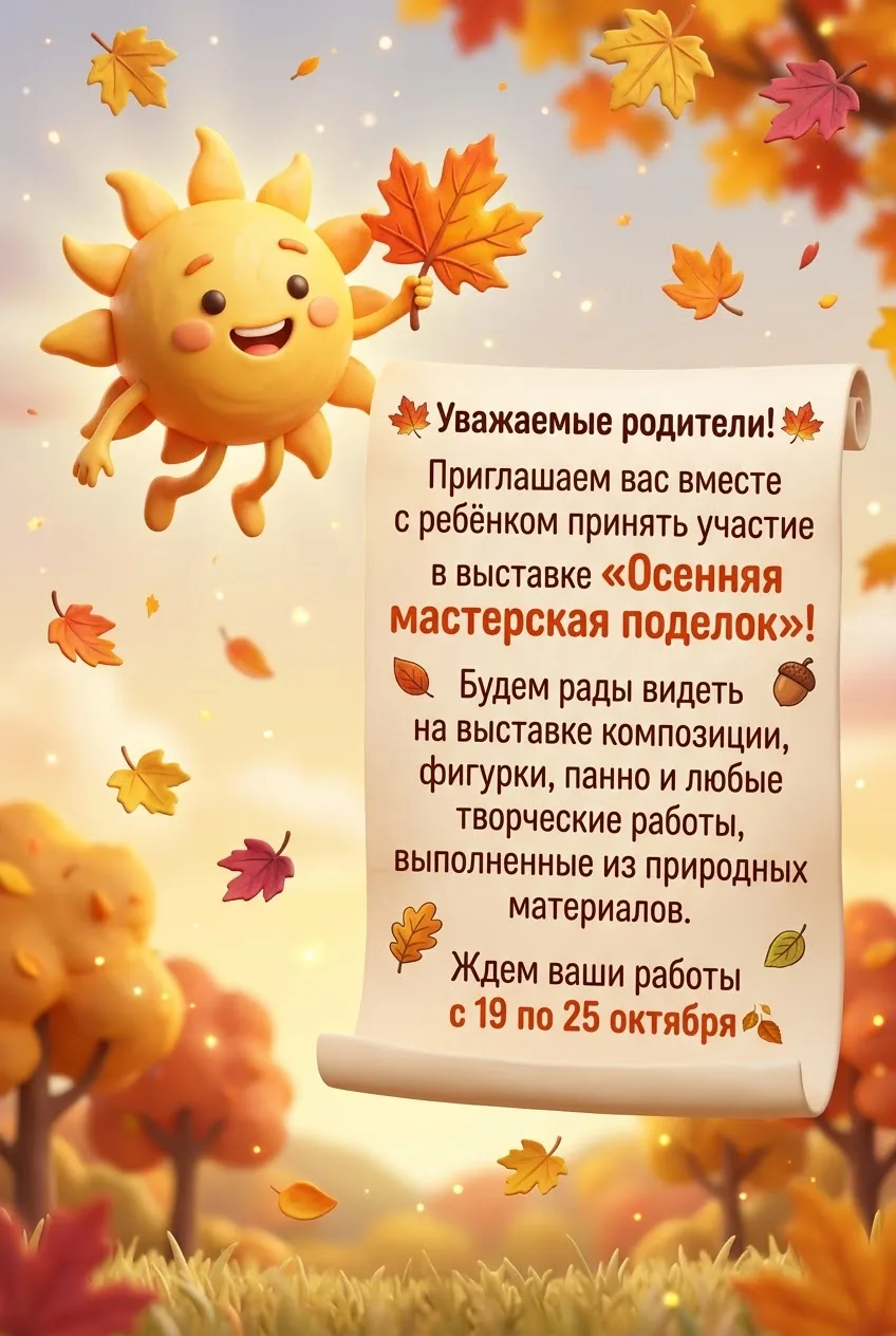 🎉 «Осенняя мастерская поделок»: приглашаем к участию в выставке творческих работ! 🎉