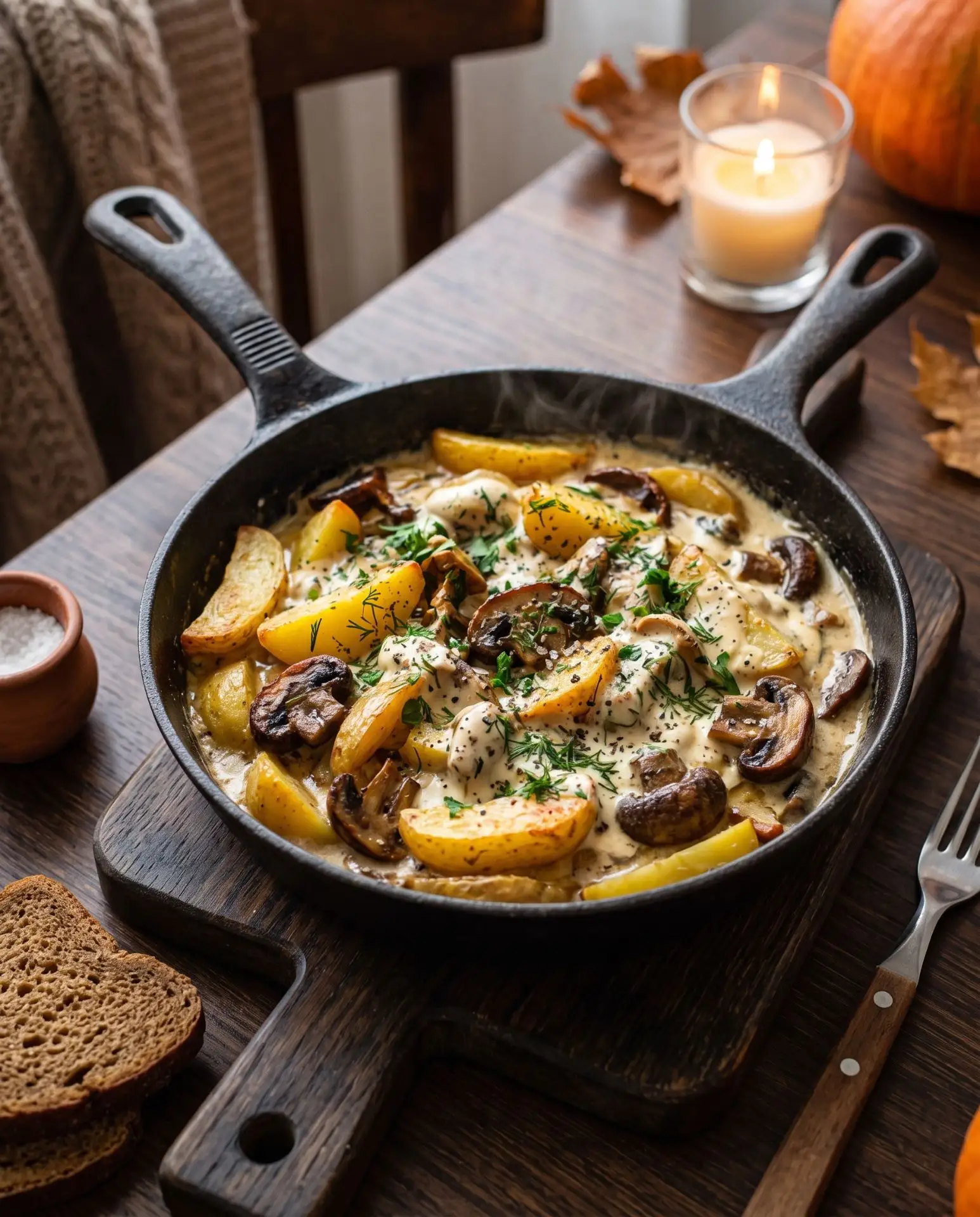 🥔 КАРТОФЕЛЬ С ГРИБАМИ В СМЕТАНЕ