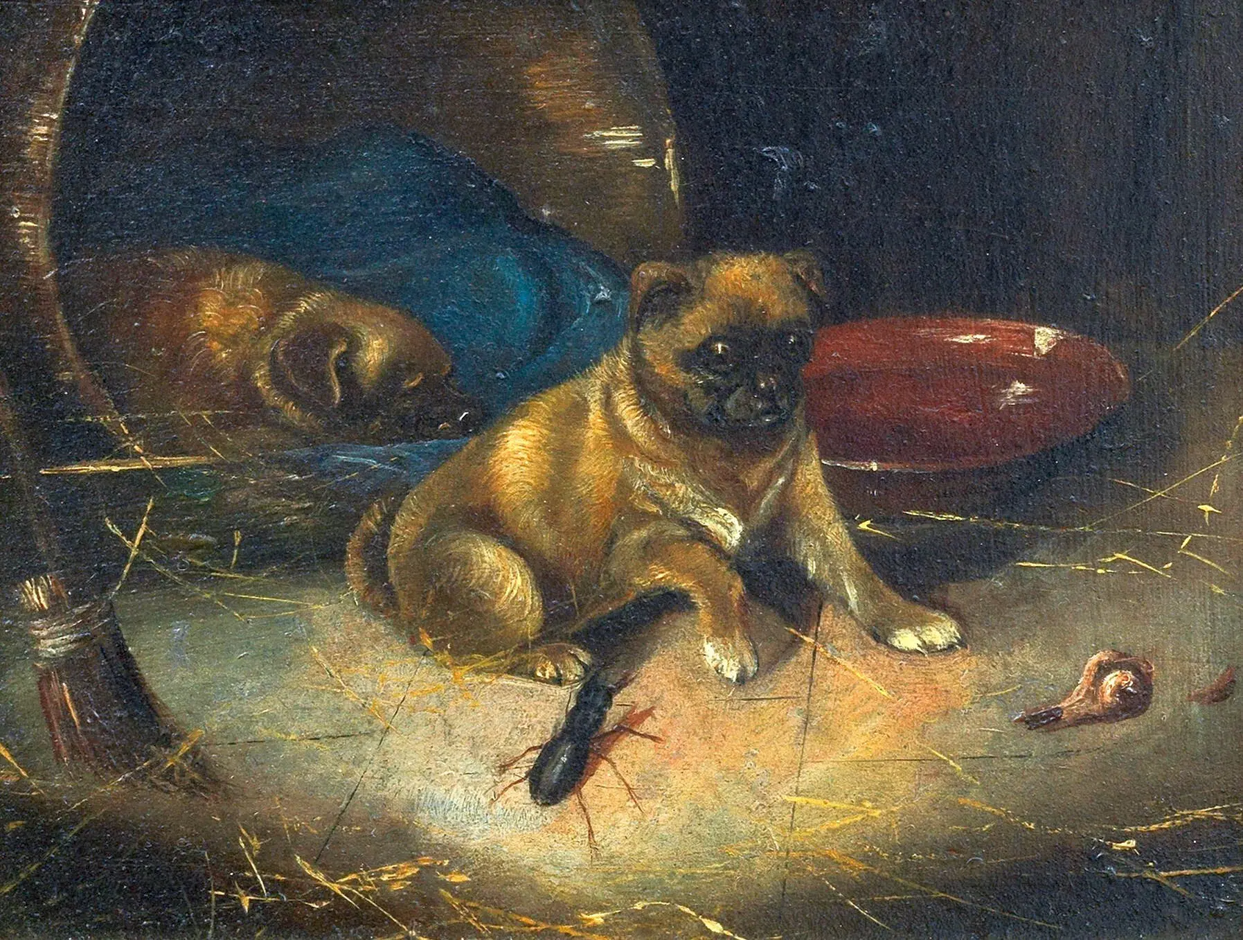 Мопс, испуганный жуком-оленем. Horatio Henry Couldery (1832–1893), английский художник.