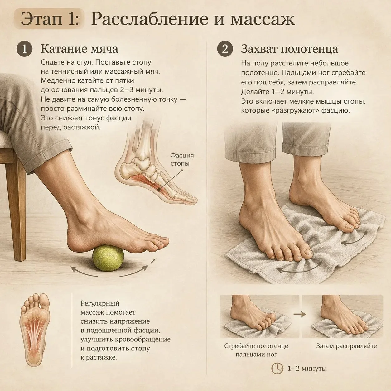 🦶 Комплекс упражнений при пяточной шпоре