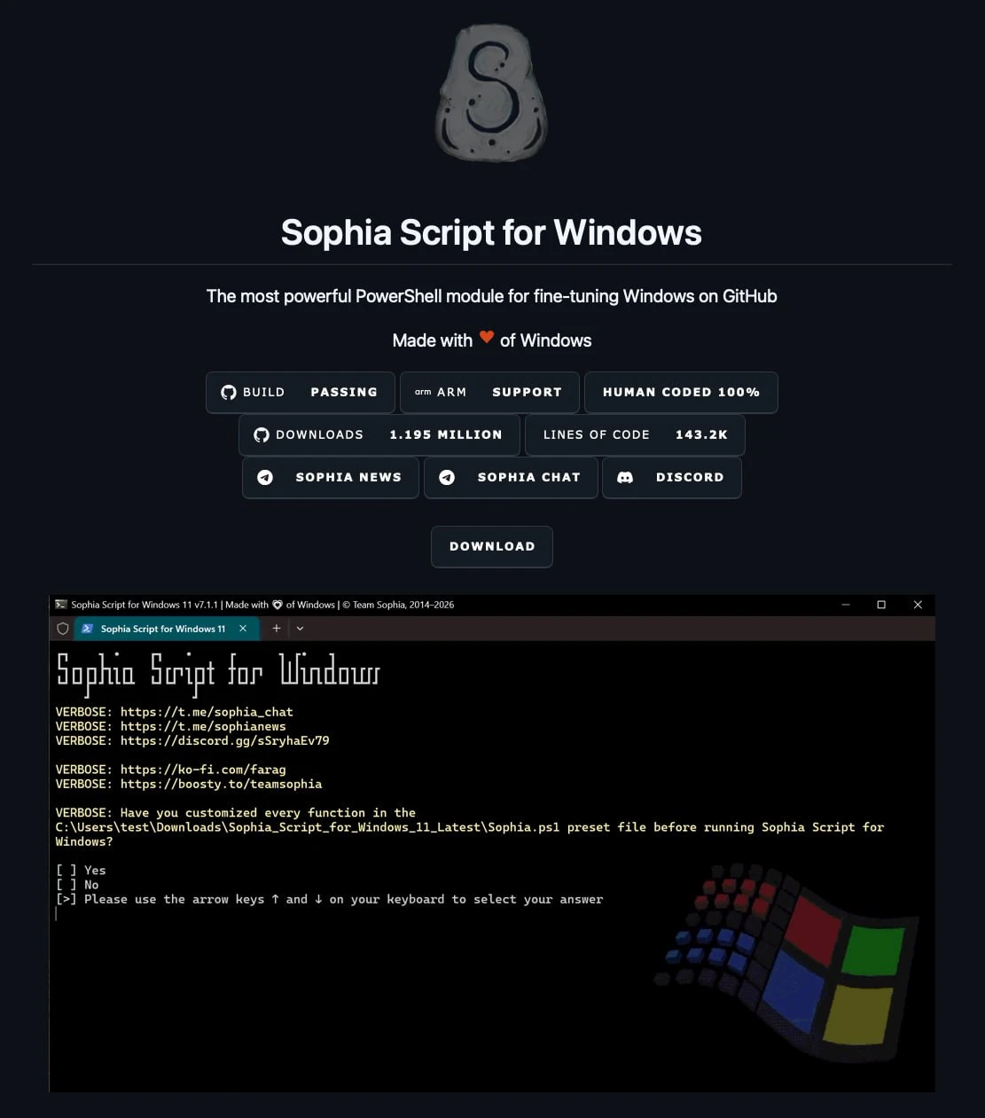 •  Sophia Script for Windows - самый мощный PowerShell-модуль, который содержит более 1...