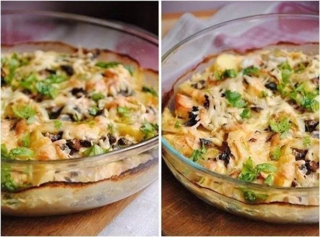 🍲 Картофельный гратен с курицей и грибами