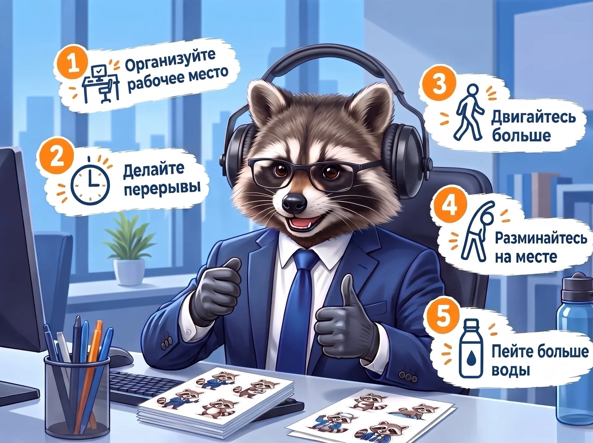 🧡 Как сохранить здоровье, не теряя продуктивности: 5 правил для офисных сотрудников