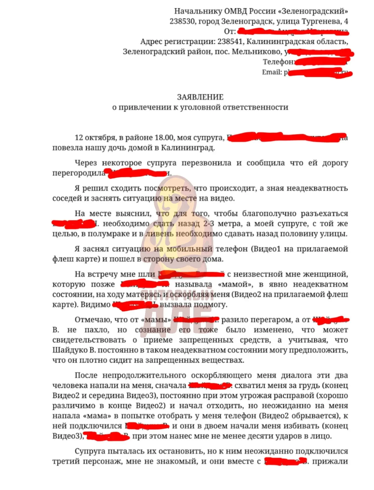 ЯНТАРНАЯ АГРЕССИЯ