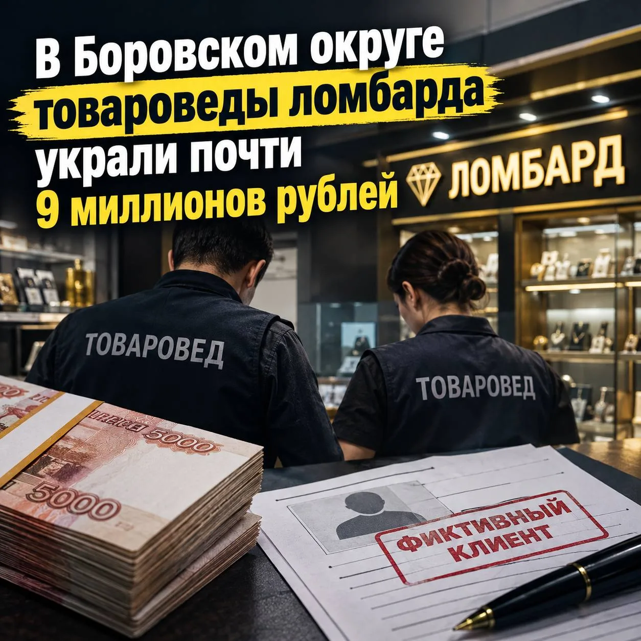 В соседнем Боровском р-не товароведы ломбарда украли почти 9 миллионов рублей