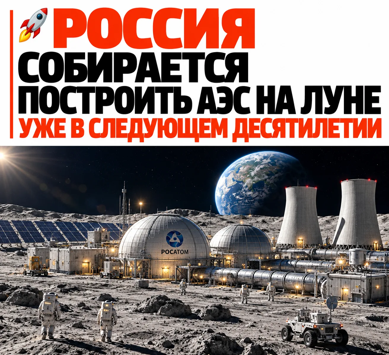 🌕 На Луне появится российская АЭС? «Росатом» назвал сроки