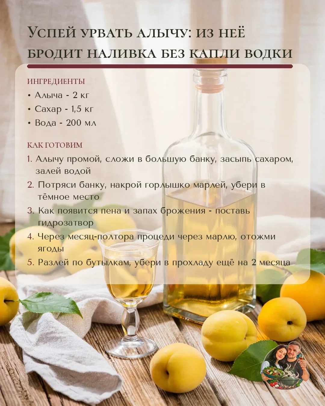 🍒 Успей урвать алычу: из неё бродит наливка без капли водки
