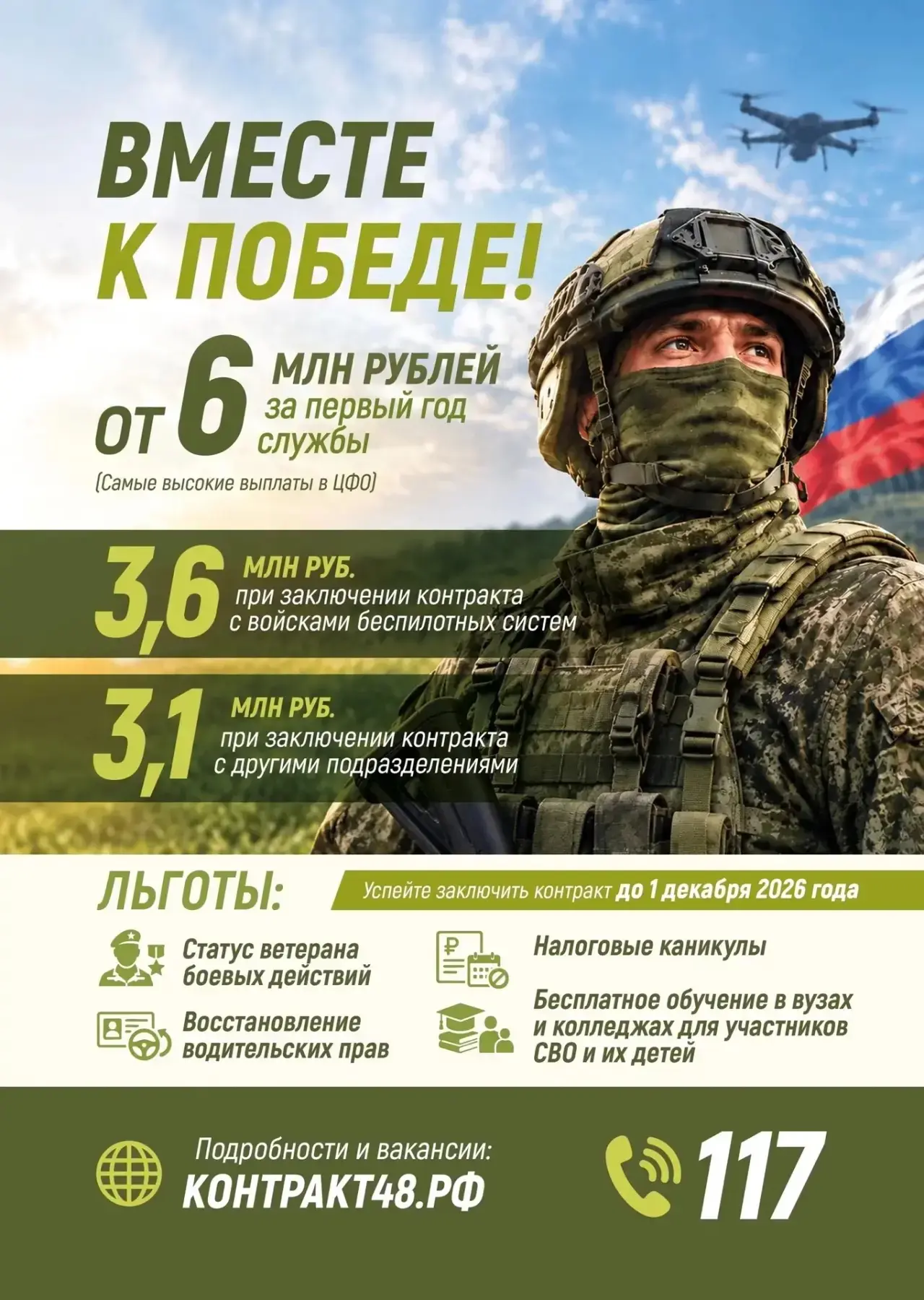 От 6 млн рублей за первый год службы – такая сумма выплат предусмотрена для тех, кто за...