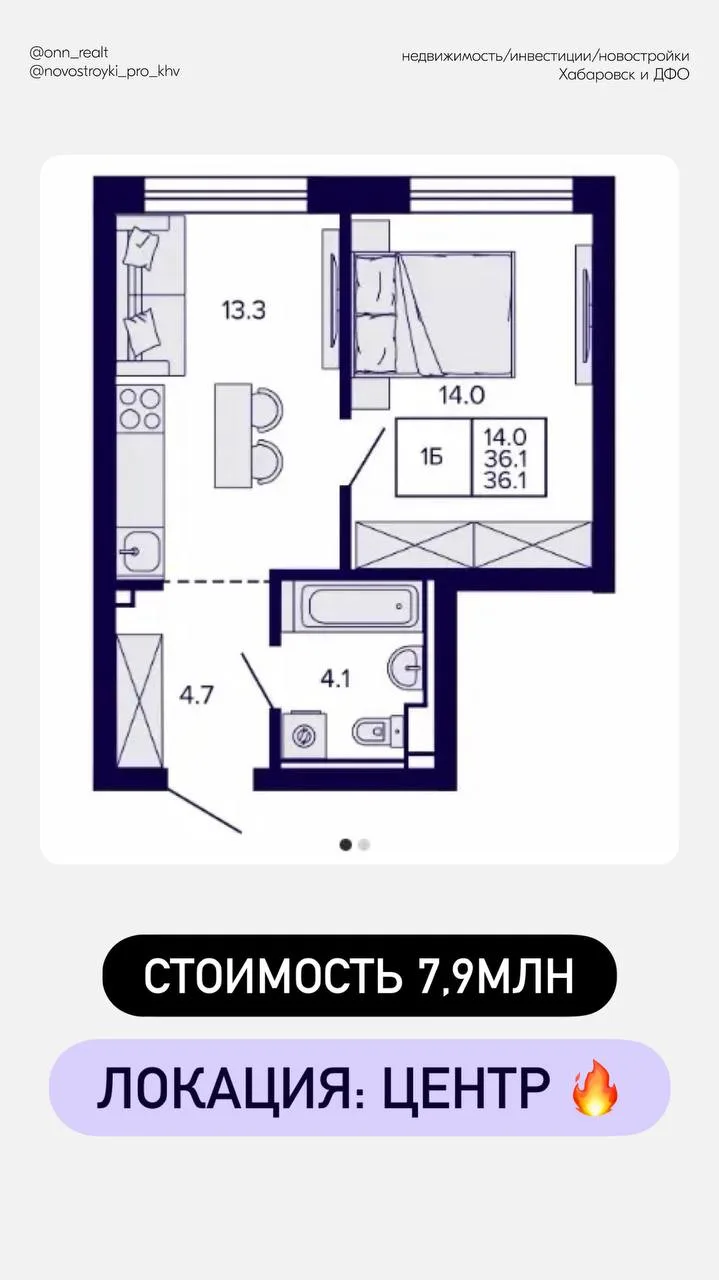 Это жилой комплекс в самом центре города, где цены сейчас приятно удивляют 📌