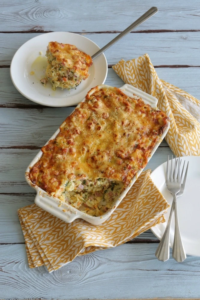 РИСОВАЯ ЗАПЕКАНКА С ВЕТЧИНОЙ И СЫРОМ