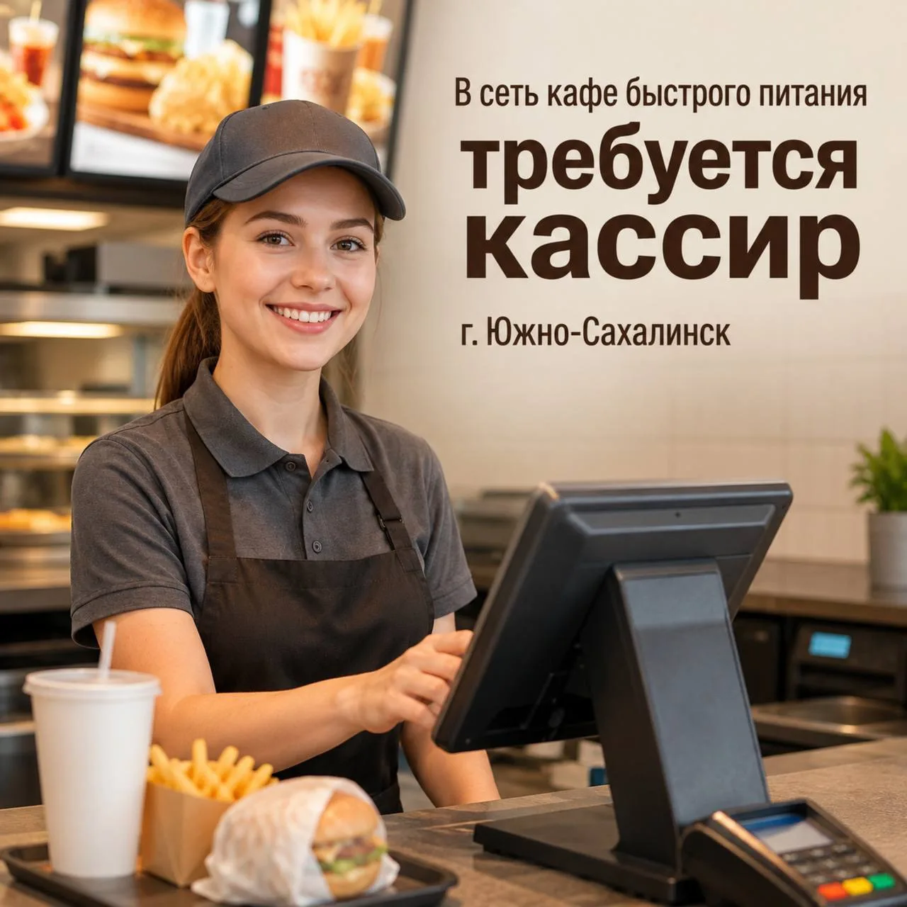 🍔В сеть кафе быстрого питания "Гуд Фуд" ТРК "СИТИ МОЛЛ" требуется кассир.