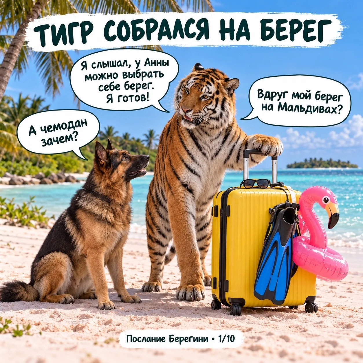 🐯 Тигр уже собрал чемодан на Мальдивы, а собачка пытается объяснить ему правила нашего...