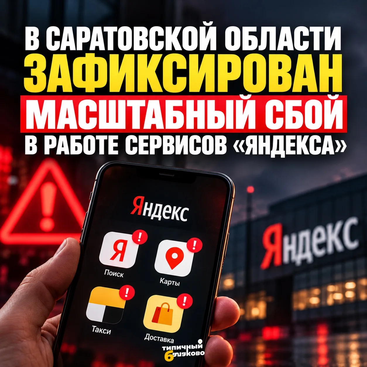⚡️ В Саратовской области зафиксирован масштабный сбой в работе сервисов «Яндекса»